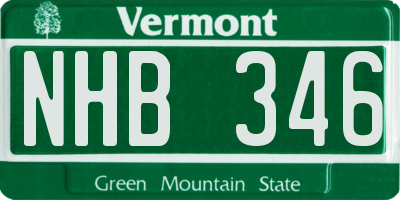 VT license plate NHB346