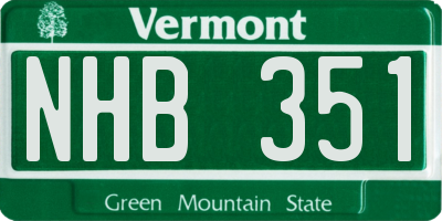 VT license plate NHB351