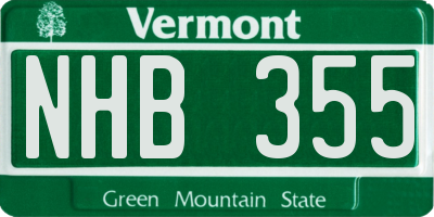 VT license plate NHB355