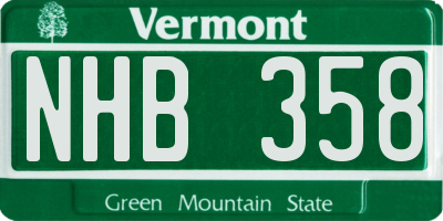 VT license plate NHB358