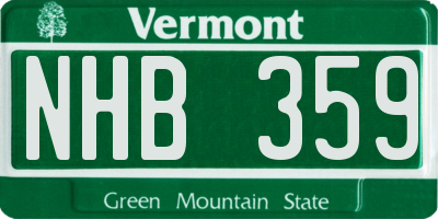 VT license plate NHB359