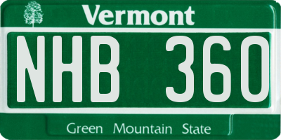 VT license plate NHB360