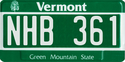 VT license plate NHB361