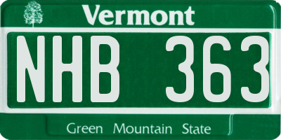 VT license plate NHB363