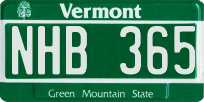 VT license plate NHB365
