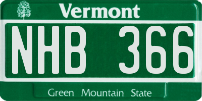 VT license plate NHB366