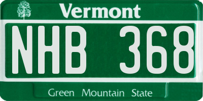 VT license plate NHB368