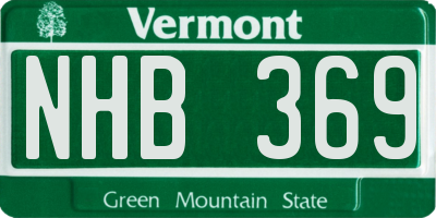 VT license plate NHB369