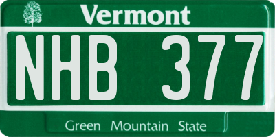 VT license plate NHB377