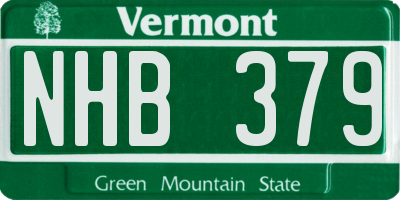 VT license plate NHB379