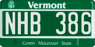 VT license plate NHB386