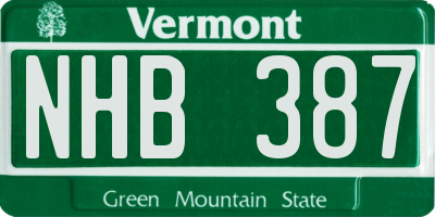 VT license plate NHB387