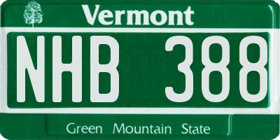 VT license plate NHB388
