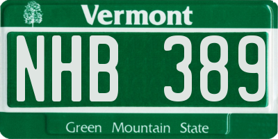 VT license plate NHB389