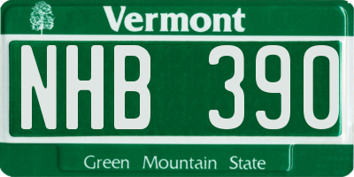 VT license plate NHB390