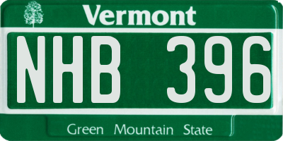 VT license plate NHB396