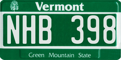 VT license plate NHB398