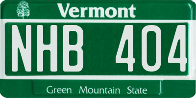 VT license plate NHB404