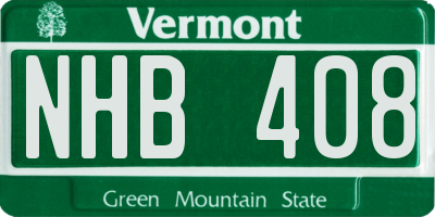 VT license plate NHB408