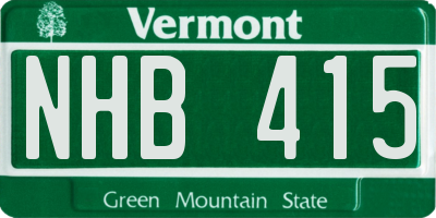 VT license plate NHB415