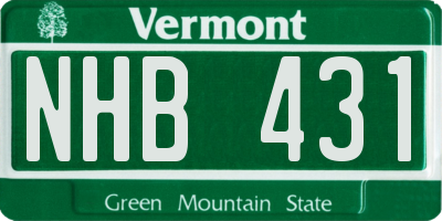 VT license plate NHB431