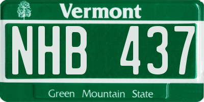 VT license plate NHB437