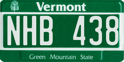 VT license plate NHB438