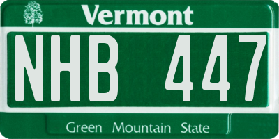 VT license plate NHB447