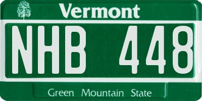 VT license plate NHB448
