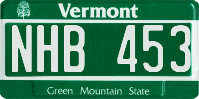 VT license plate NHB453