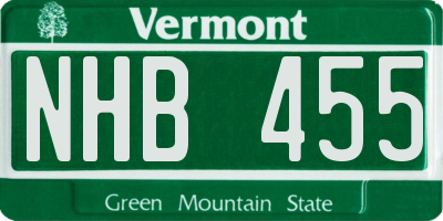 VT license plate NHB455