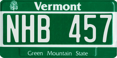 VT license plate NHB457