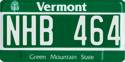VT license plate NHB464