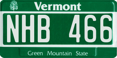 VT license plate NHB466