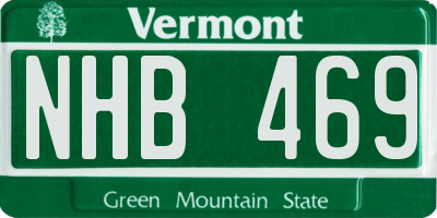 VT license plate NHB469