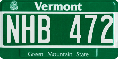 VT license plate NHB472