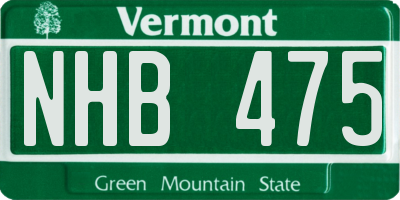 VT license plate NHB475