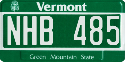 VT license plate NHB485