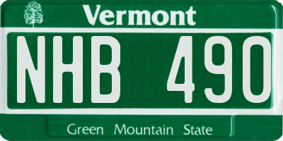 VT license plate NHB490