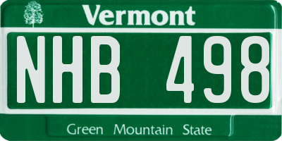 VT license plate NHB498
