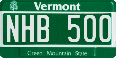 VT license plate NHB500