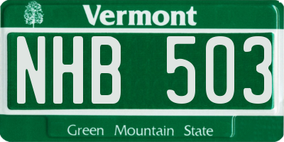 VT license plate NHB503
