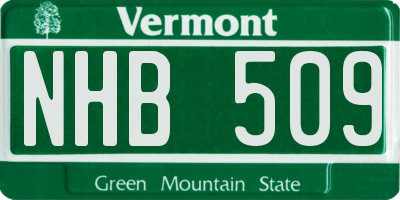 VT license plate NHB509
