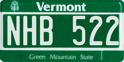VT license plate NHB522