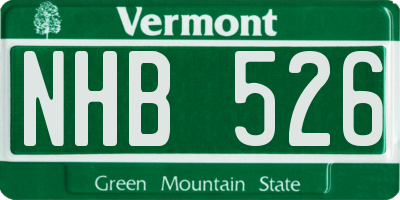 VT license plate NHB526