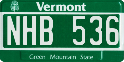 VT license plate NHB536