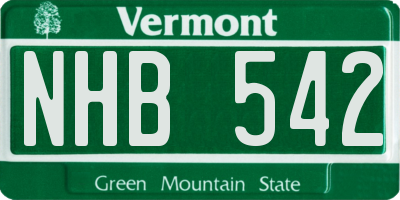 VT license plate NHB542