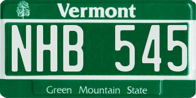 VT license plate NHB545