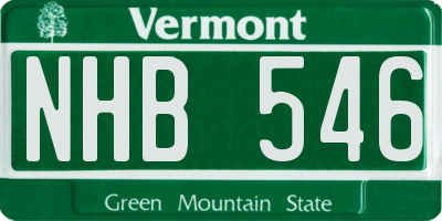 VT license plate NHB546