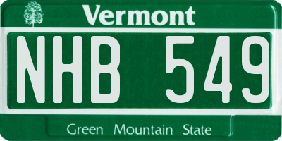 VT license plate NHB549